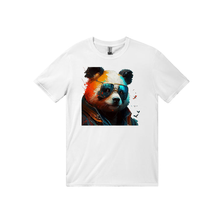 Unisex Trend Art Design T-Shirt. Panda with glasses. Luisa Viktoria