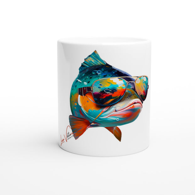 Ceramic Mug 11oz, Fish Trout, Design gift, by Luisa Viktoria