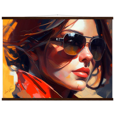 Woman with sunglasses art poster with wall hanger