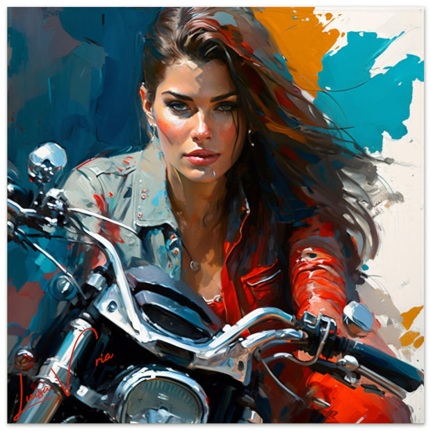 Forex prints, bike and woman, modern art, design gift, by Luisa Viktoria