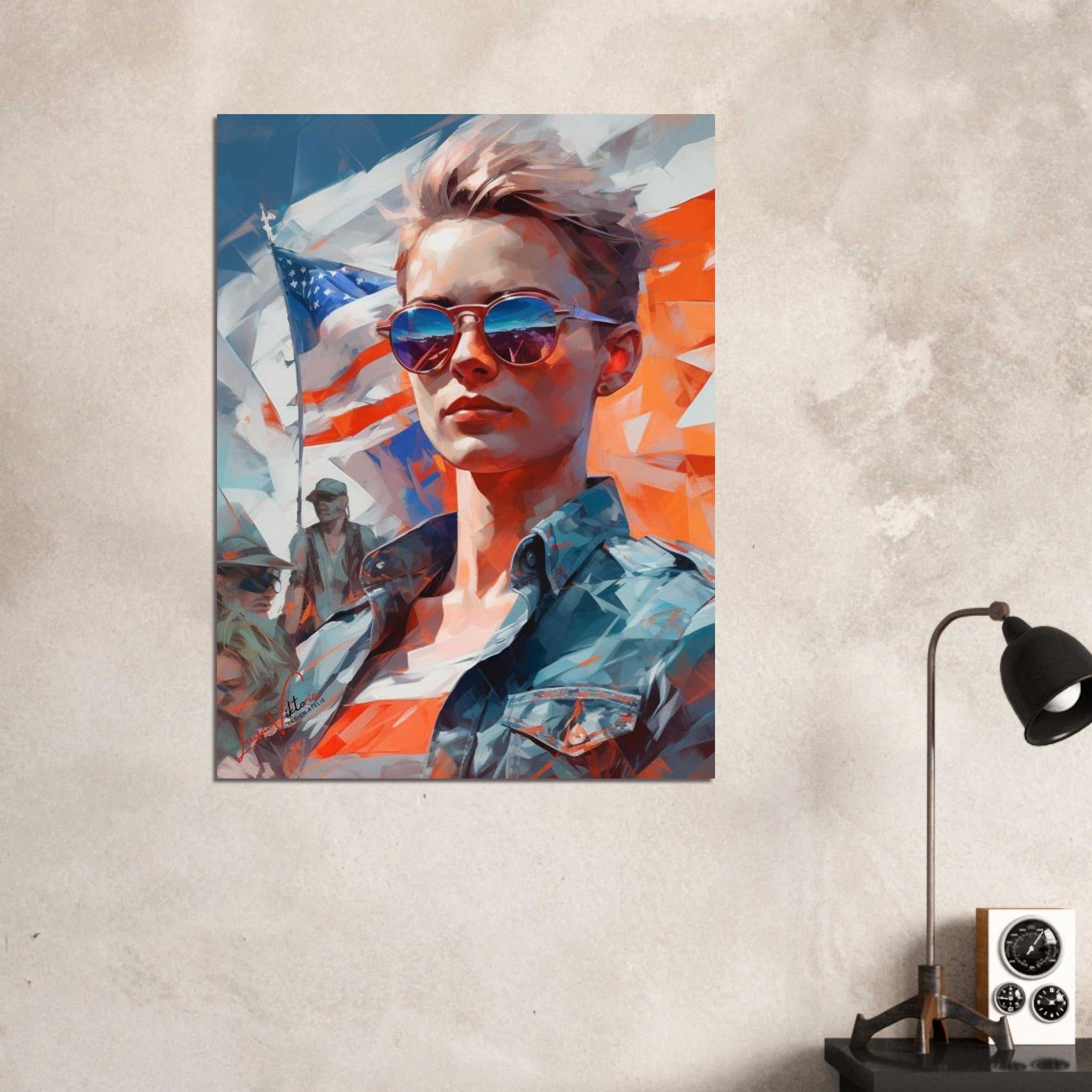 Strong lady colorful poster art print
