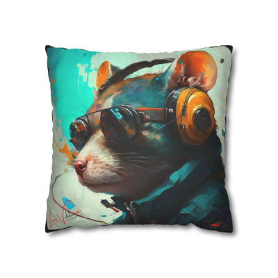 Pillow Case black, Rat, Animal Art, Desing gift, by Luisa Viktoria