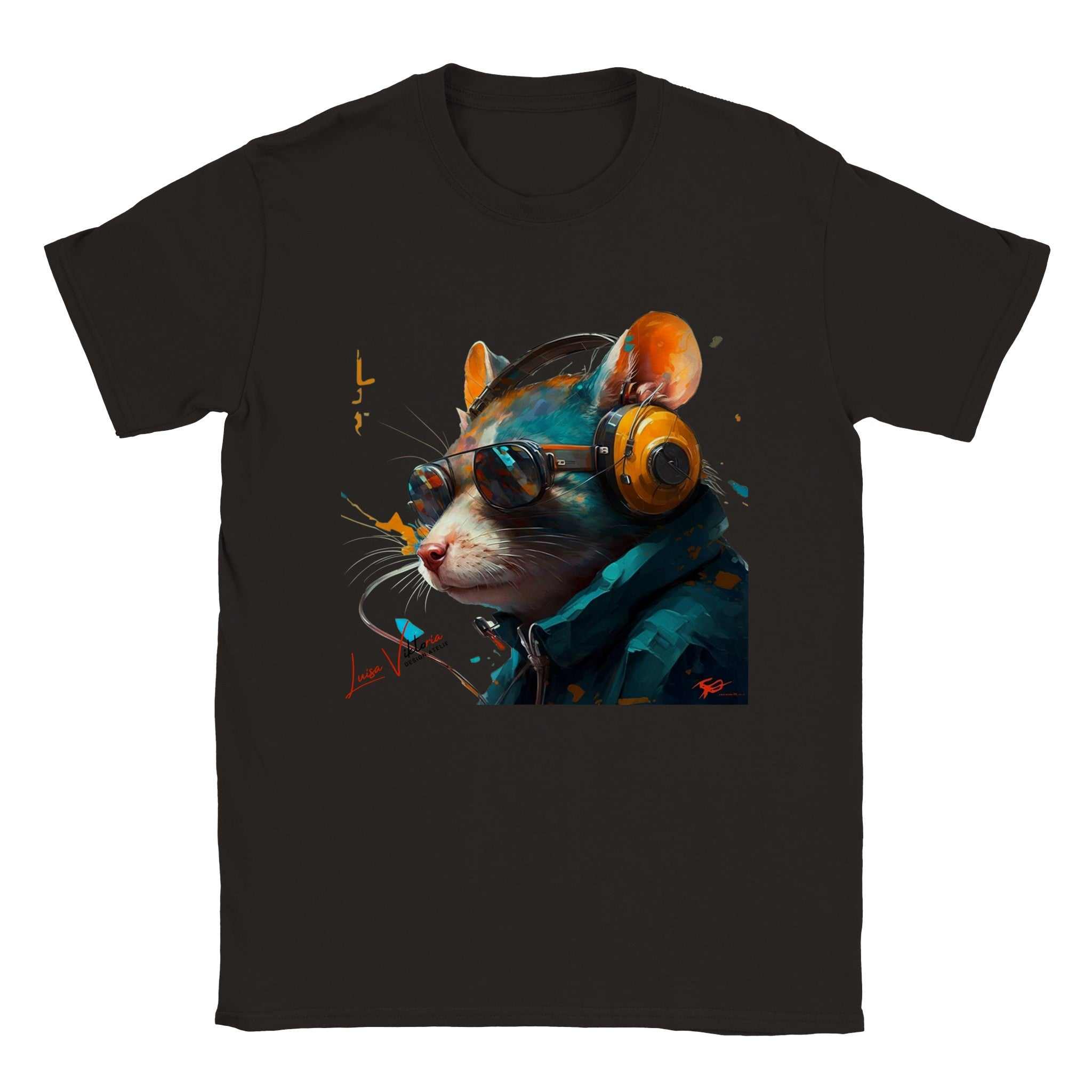 Trend Art Design T-Shirt. Rat with glasses. Luisa Viktoria