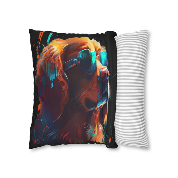 Pillow Case black, Golden Retriever, Animal Art, Desing gift, by Luisa Viktoria