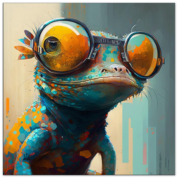 Forex prints, Gecko with glasses, animal art, design gift, by Luisa Viktoria
