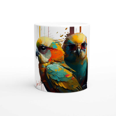 Budgies ceramic coffee mug Design gift, by Luisa Viktoria