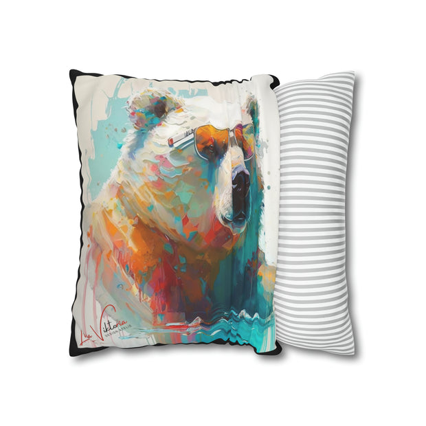 Pillow Case black, Polar bear, Animal Art, Desing gift, by Luisa Viktoria