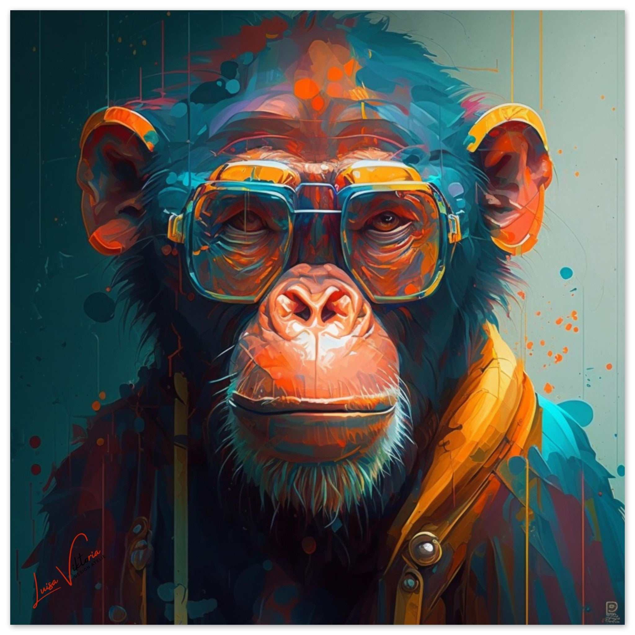 Chimpanzee luxury wall art decor unique gift Luisa-Viktoria