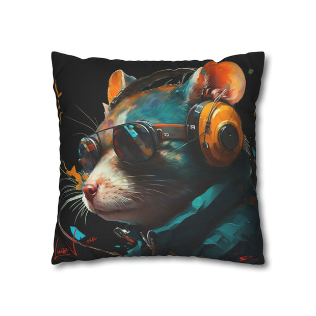 Pillow Case black, Rat, Animal Art, Desing gift, by Luisa Viktoria