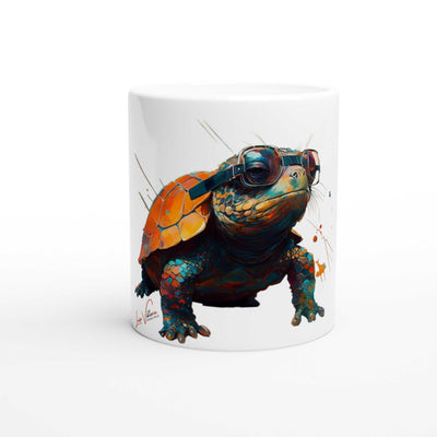 Turtle with glasses ceramic coffee mug Design gift, by Luisa Viktoria