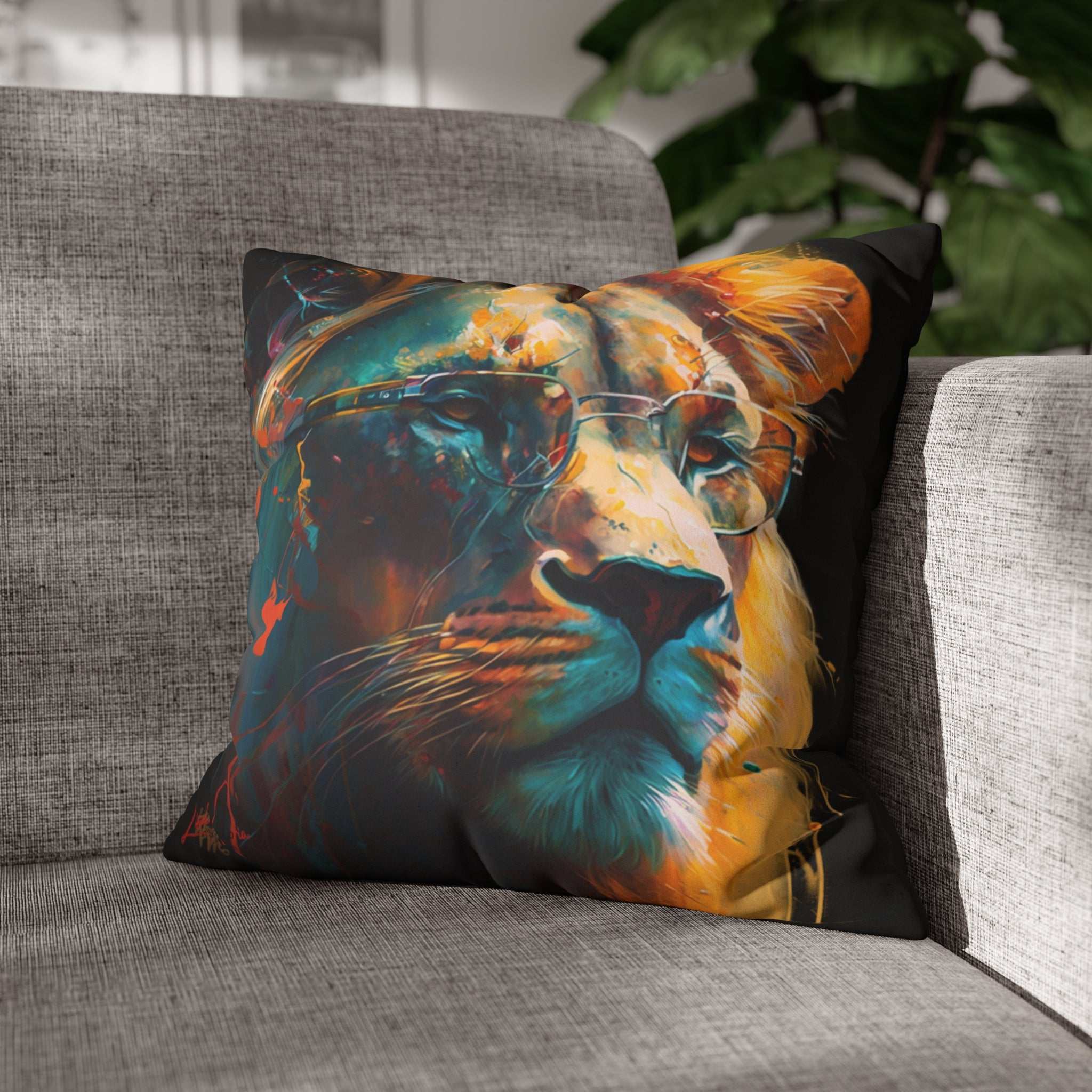 Lion with glasses, Animal Art, Desing gift, by Luisa Viktoria