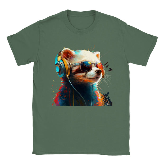 T-shirt unisexe tendance au design artistique. Furet avec lunettes. Luisa Viktoria