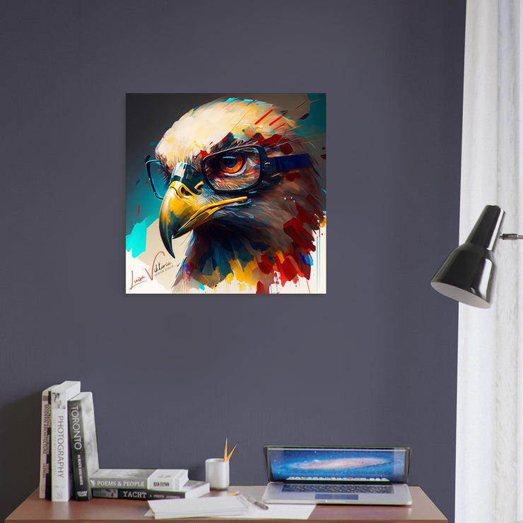 Eagle with glasses, animal art, design gift, by Luisa Viktoria