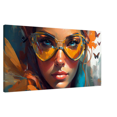 Honey yellow and light gray horizontal canvas wall art print Luisa-Viktoria