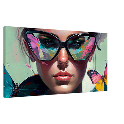 Pink and green horizontal canvas wall art print Luisa Viktoria
