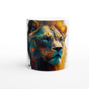 Ceramic Mug 11oz, Lion with glasses, Design gift, by Luisa Viktoria