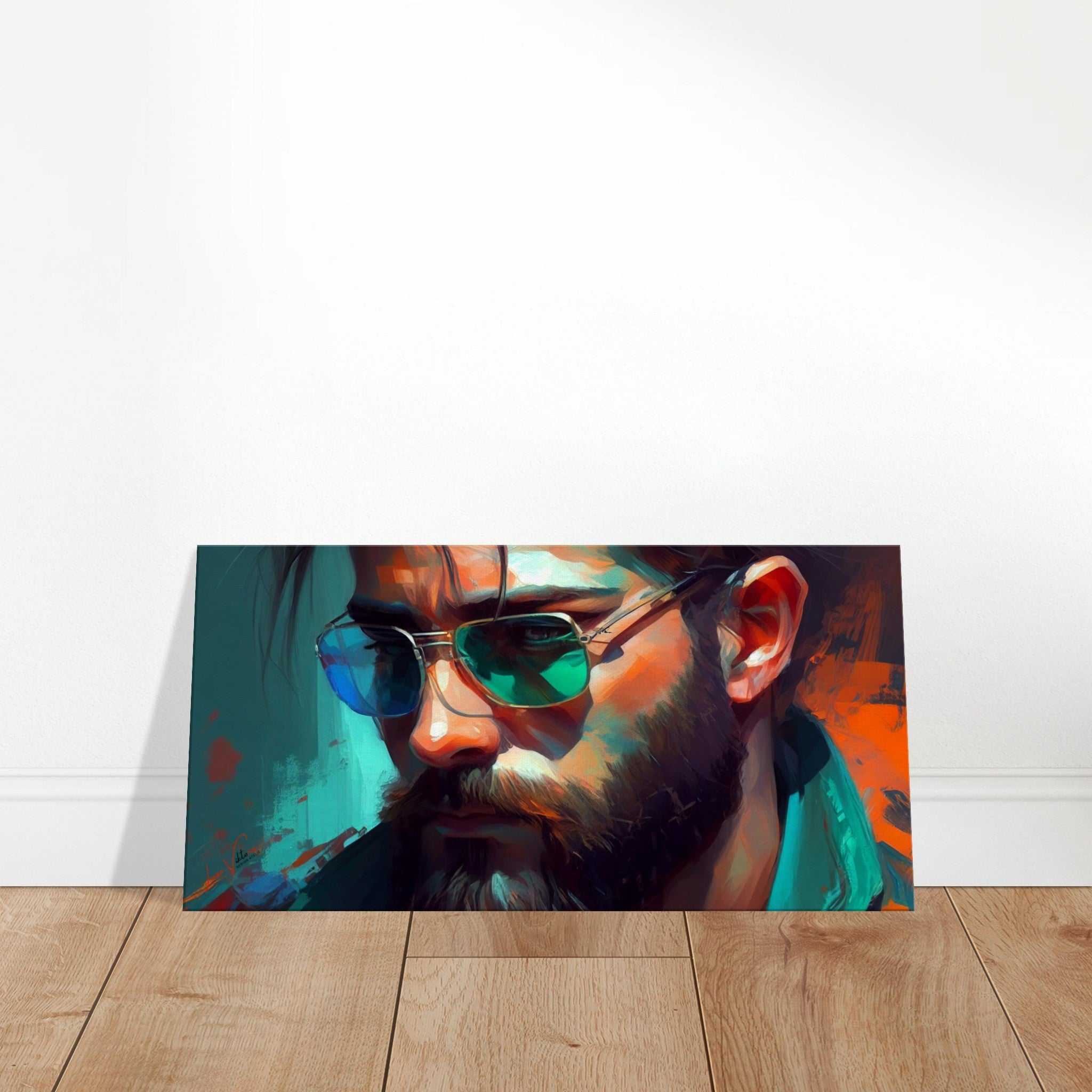Green and blue horizontal canvas wall art print