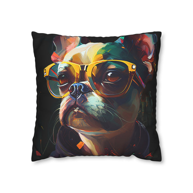 Pillow Case black, French bulldog, Animal Art, Design gift, by Luisa Viktoria