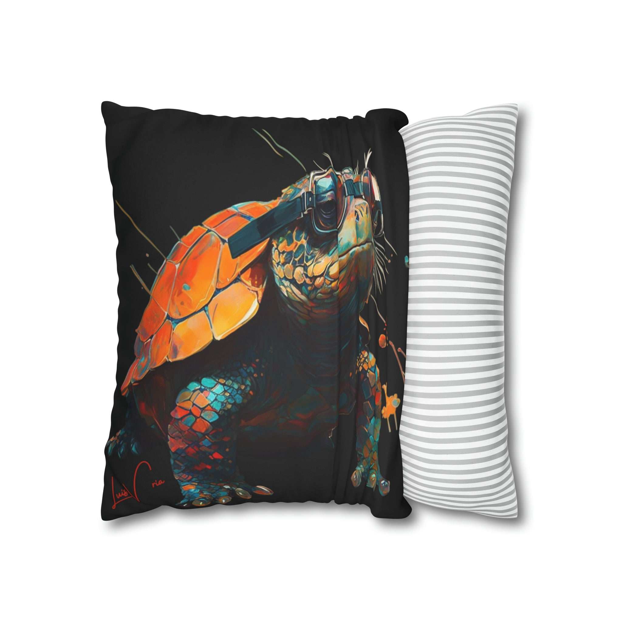 Turtle with glasses accent pillow cover and throw cushion case Luisa-Viktoria