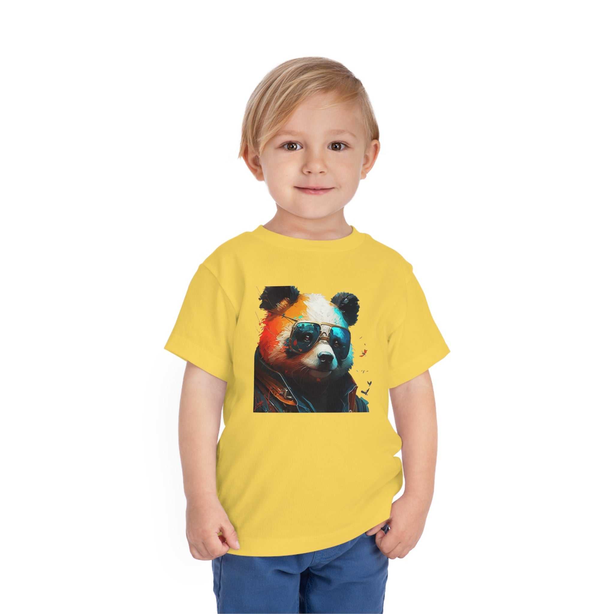 Panda with glasses Lifestyle Kids Animal T-Shirt yellow