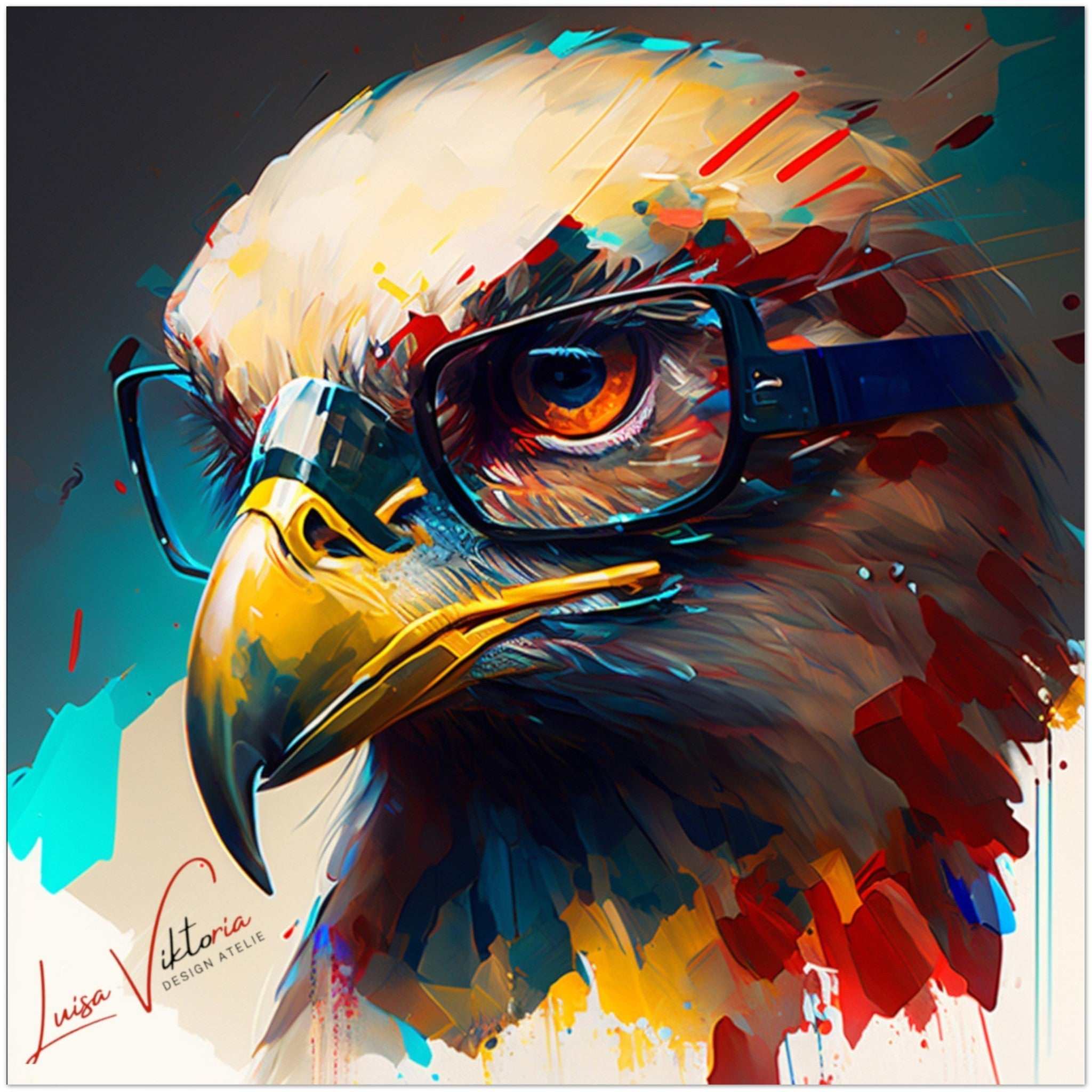 Eagle with glasses luxury wall art decor unique gift Luisa-Viktoria