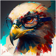 Forex prints, Eagle with glasses, animal art, design gift, by Luisa Viktoria