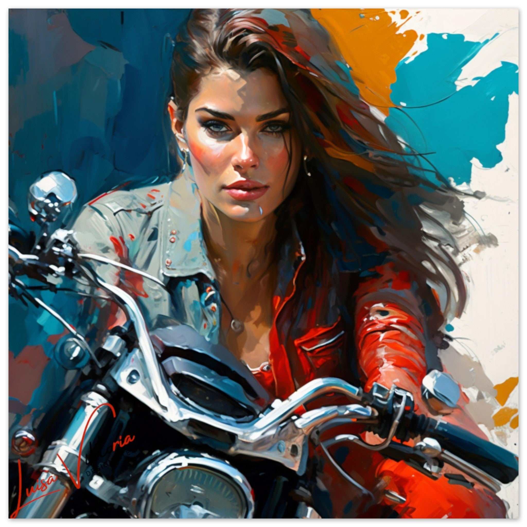 Bike and Woman luxury wall art decor unique gift Luisa-Viktoria