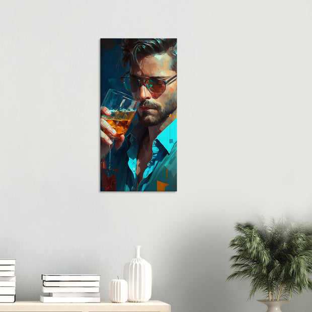 Luxury trendy canva, Man with wisky. Colorful Wall Art, canvas gift, Luisa Viktoria.