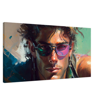 Blue green and pink horizontal canvas wall art print Luisa-Viktoria