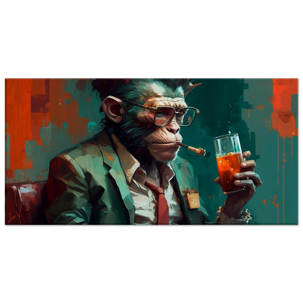 Luxurious Color Worlds: Design Canvas., Monkey with cigar and whiskey by Luisa Viktoria.