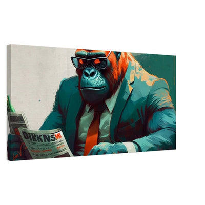 Gorilla with newspaper - canvas wall art print