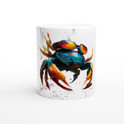 Ceramic Mug 11oz, Crab with glasses, Design gift, by Luisa Viktoria