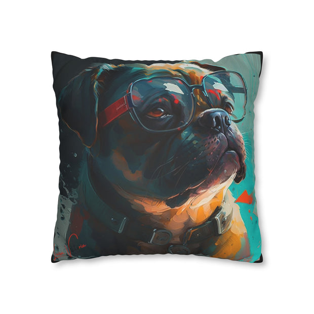 Pillow Case black, Pug Mops, Animal Art, Desing gift, by Luisa Viktoria