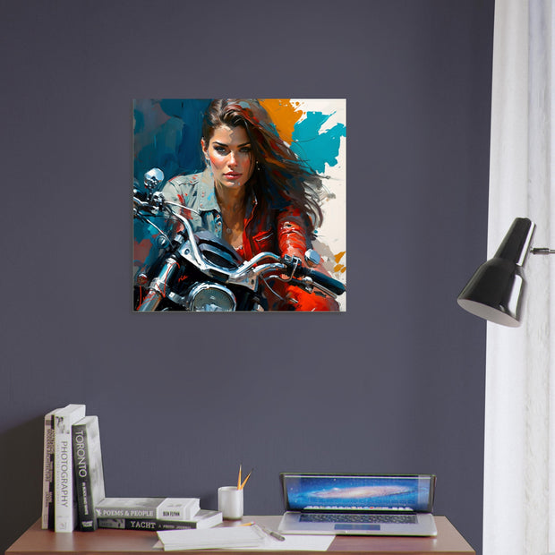 Forex prints, bike and woman, modern art, design gift, by Luisa Viktoria