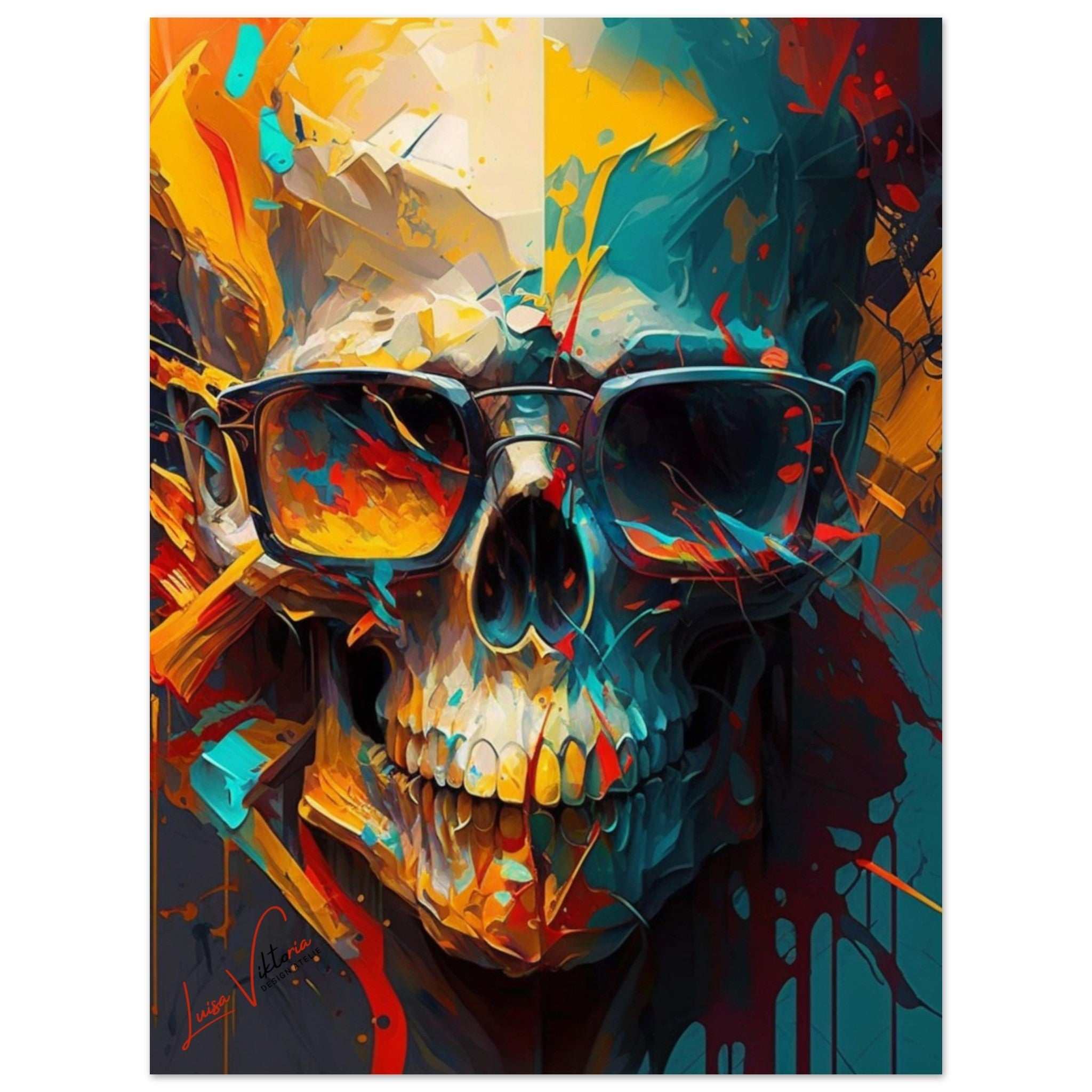 Skull colorful poster art print Luisa-Viktoria