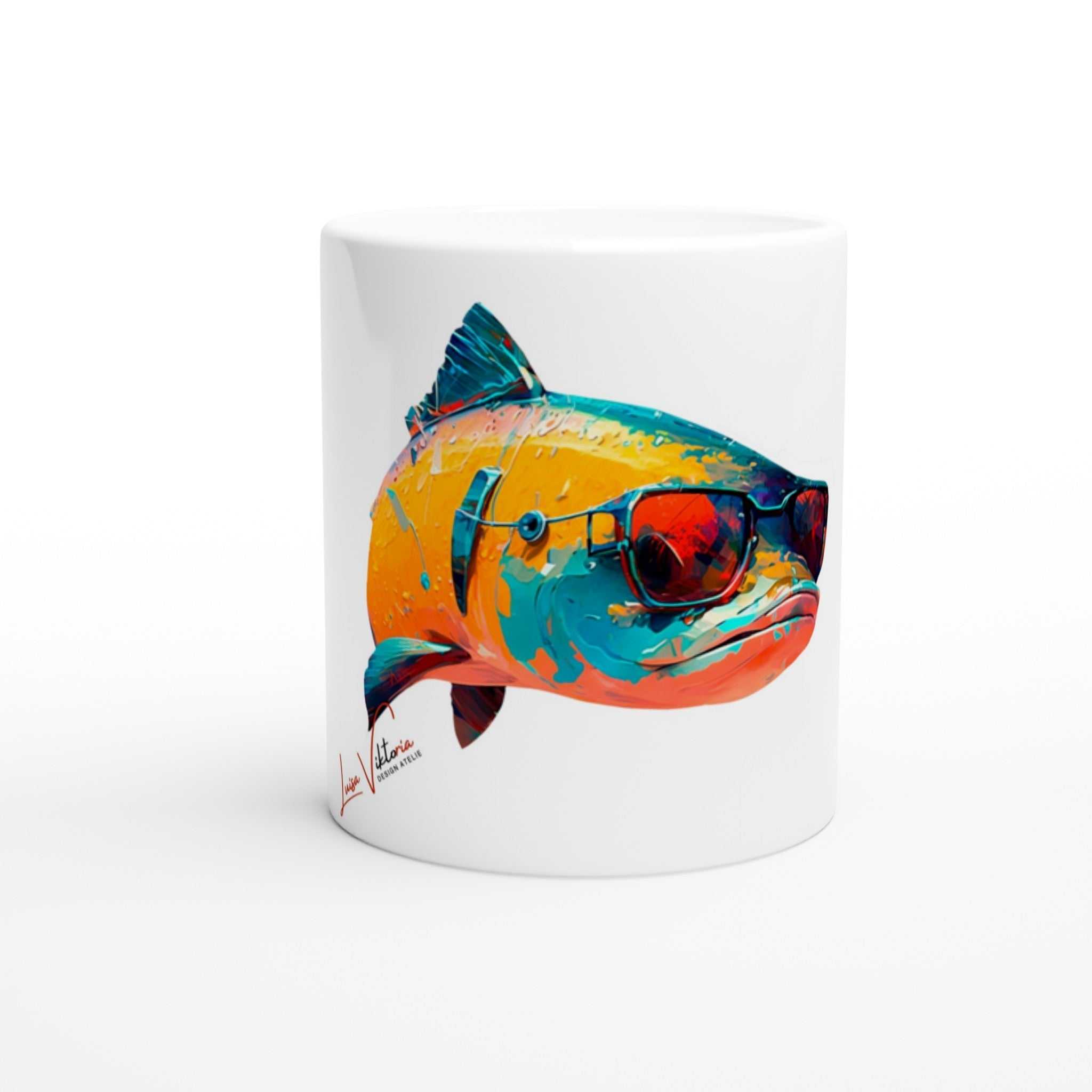 Salmon Fish ceramic coffee mug Design gift, by Luisa Viktoria