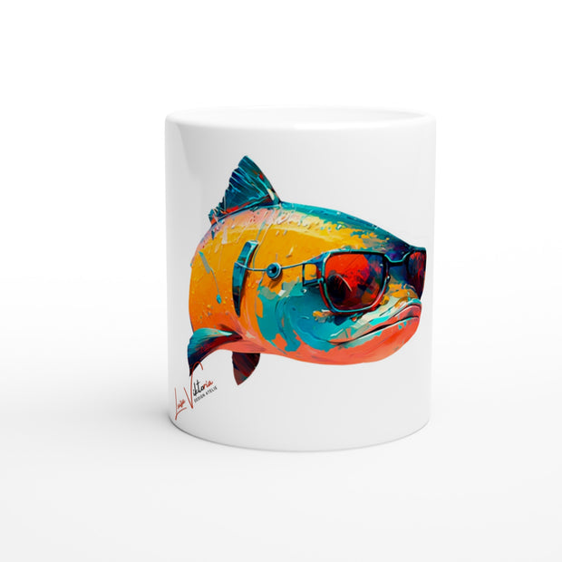 Ceramic Mug 11oz, Fish Salamon, Design gift, by Luisa Viktoria