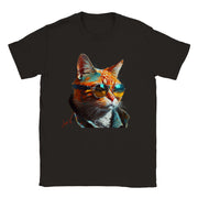 Unisex Trend Art Design T-Shirt. Cat with glasses. Luisa Viktoria