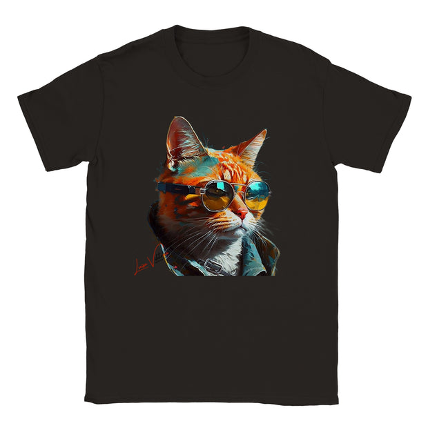 Unisex Trend Art Design T-Shirt. Cat with glasses. Luisa Viktoria