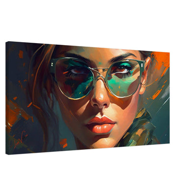 Orange and dark green horizontal canvas wall art print