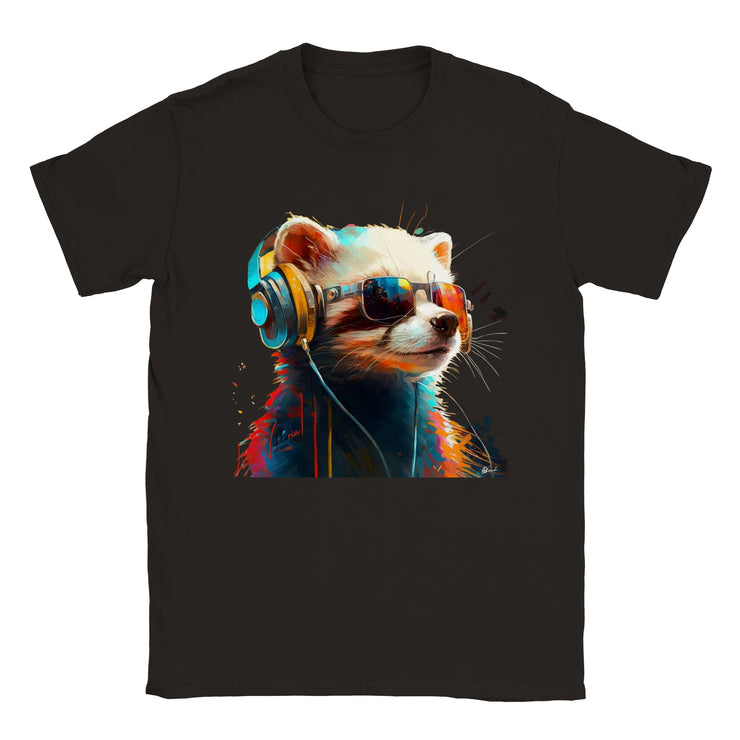 Unisex Trend Art Design T-Shirt. Ferret with glasses. Luisa Viktoria