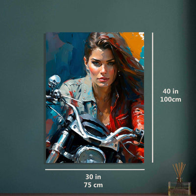 Bike and woman colorful poster art print