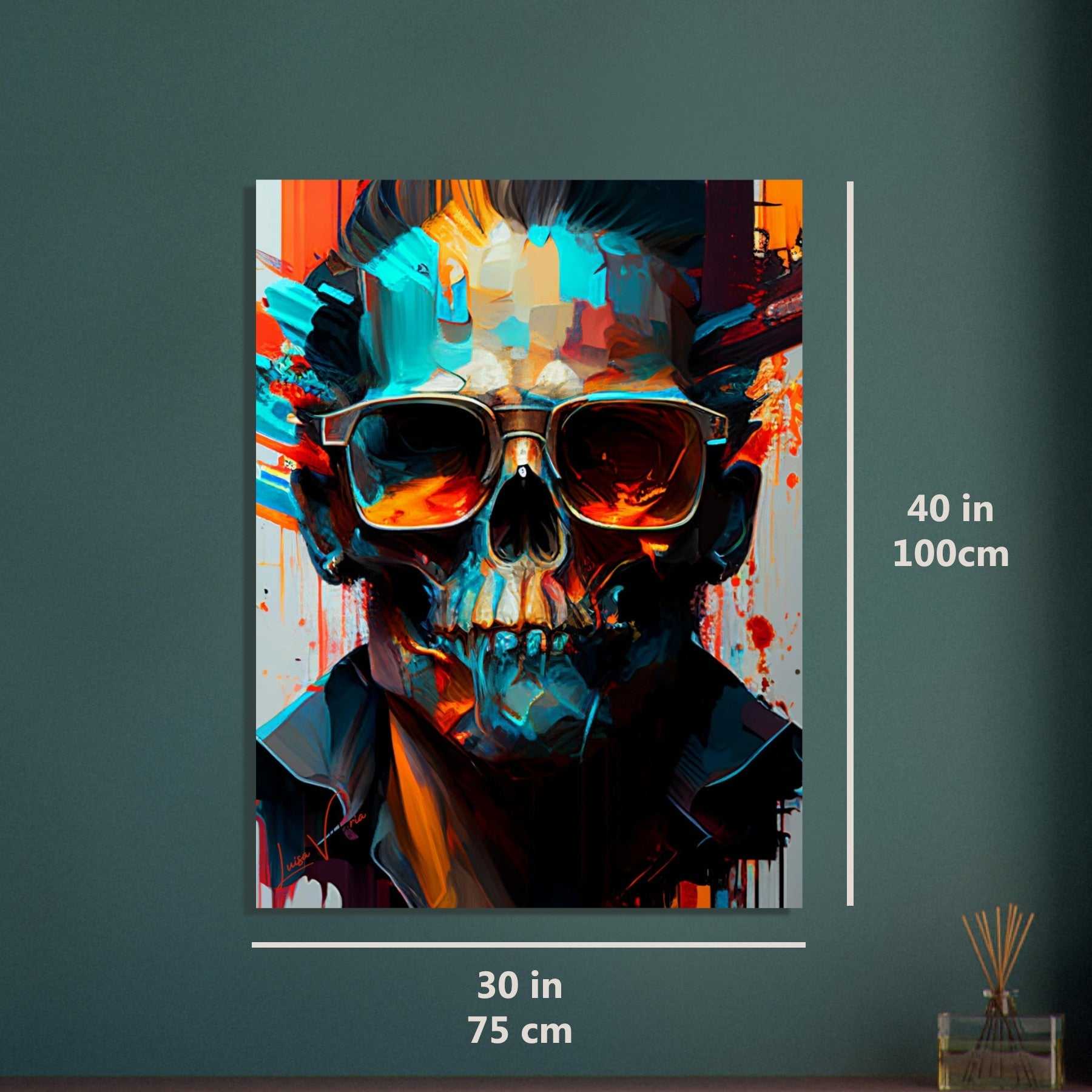 Man's skull colorful poster art print