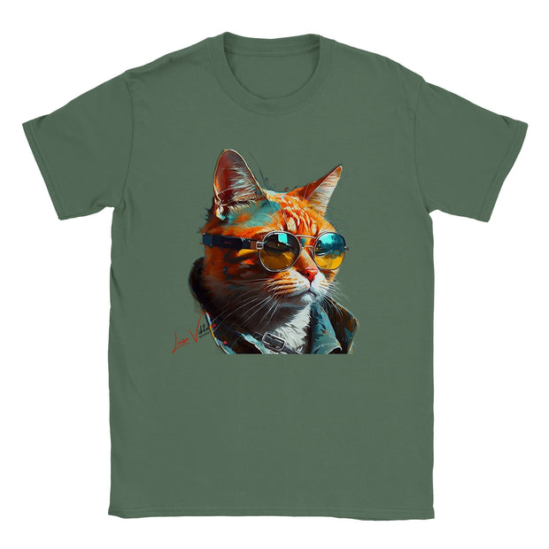 Trend Art Design T-Shirt. Cat with glasses. Luisa Viktoria