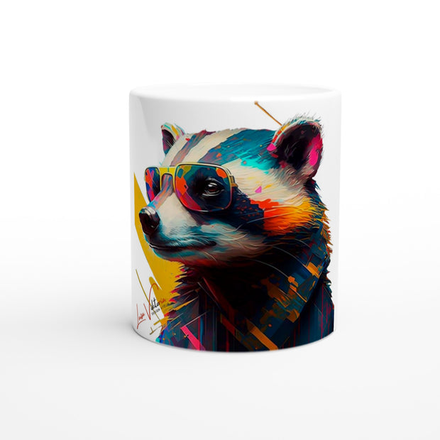 Ceramic Mug 11oz, Badger, Design gift, by Luisa Viktoria