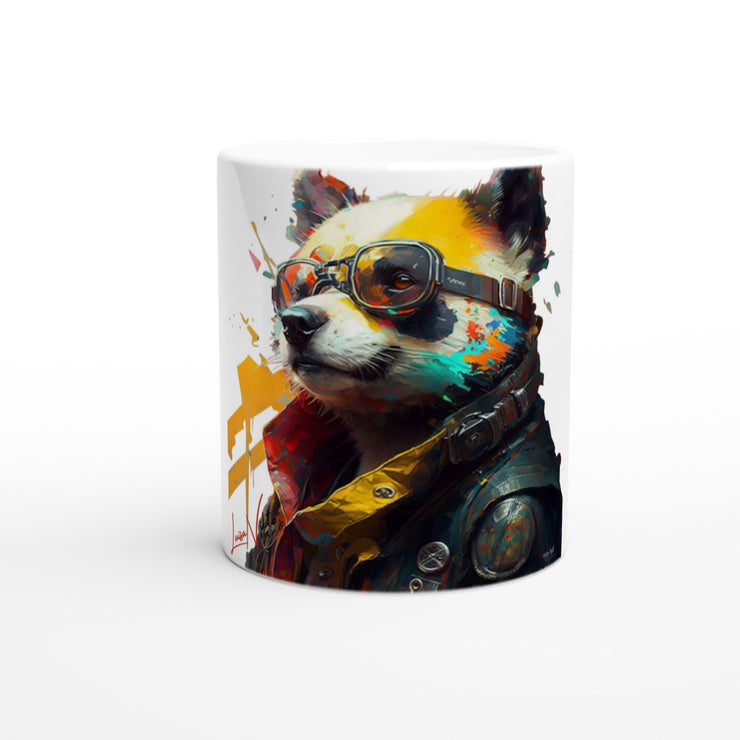 Ceramic Mug 11oz, Panda with glasses, Design gift, by Luisa Viktoria