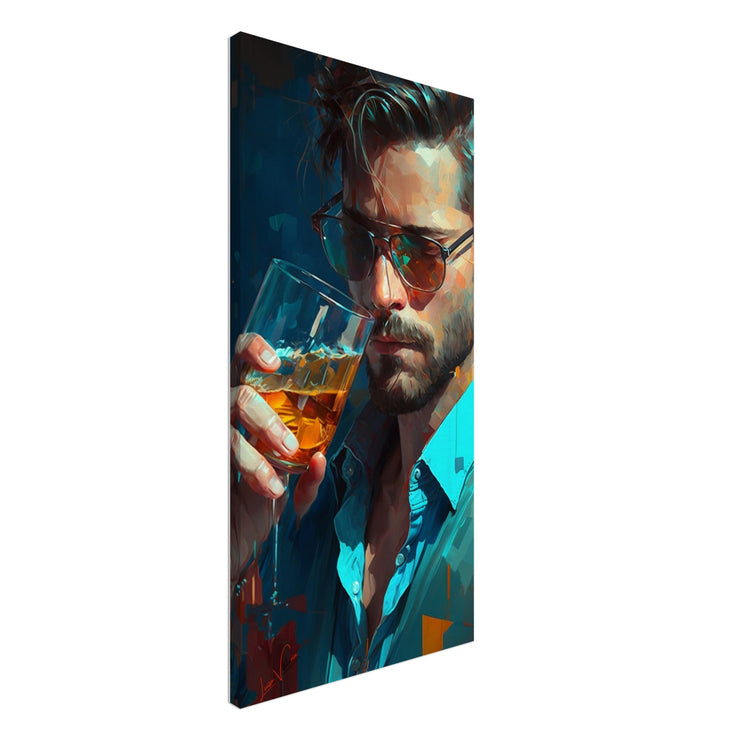 Luxury trendy canva, Man with wisky. Colorful Wall Art, canvas gift, Luisa Viktoria.