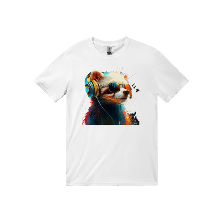 Unisex Trend Art Design T-Shirt. Ferret with glasses. Luisa Viktoria