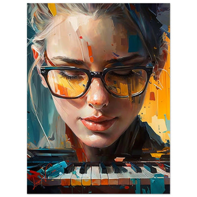 Piano and lady colorful poster art print Luisa-Viktoria