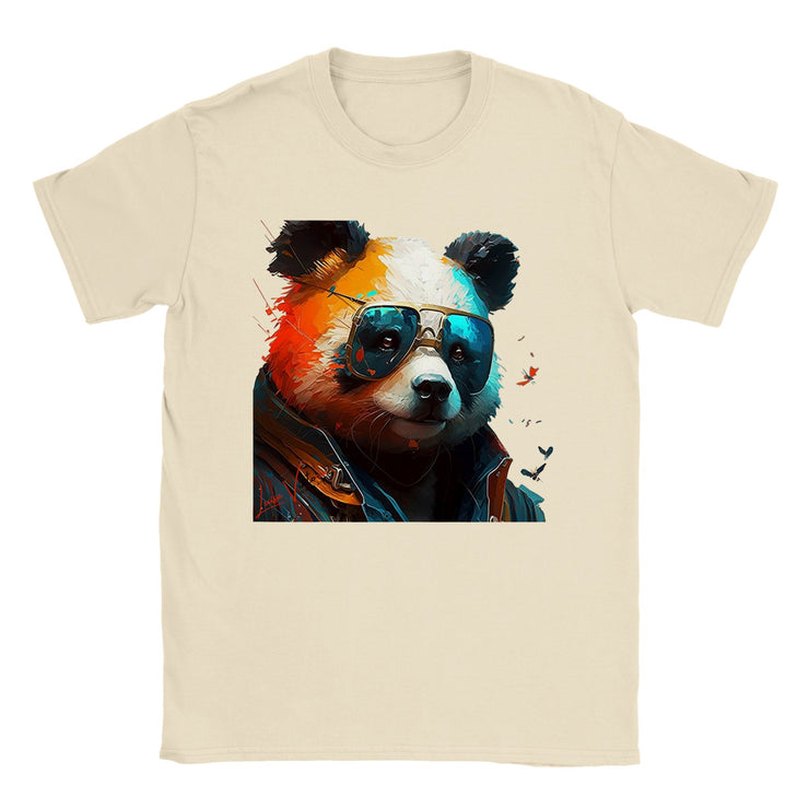 Unisex Trend Art Design T-Shirt. Panda with glasses. Luisa Viktoria